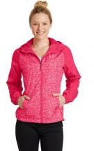 Sport-Tek� Ladies Heather Colorblock Raglan Hooded Wind Jacket